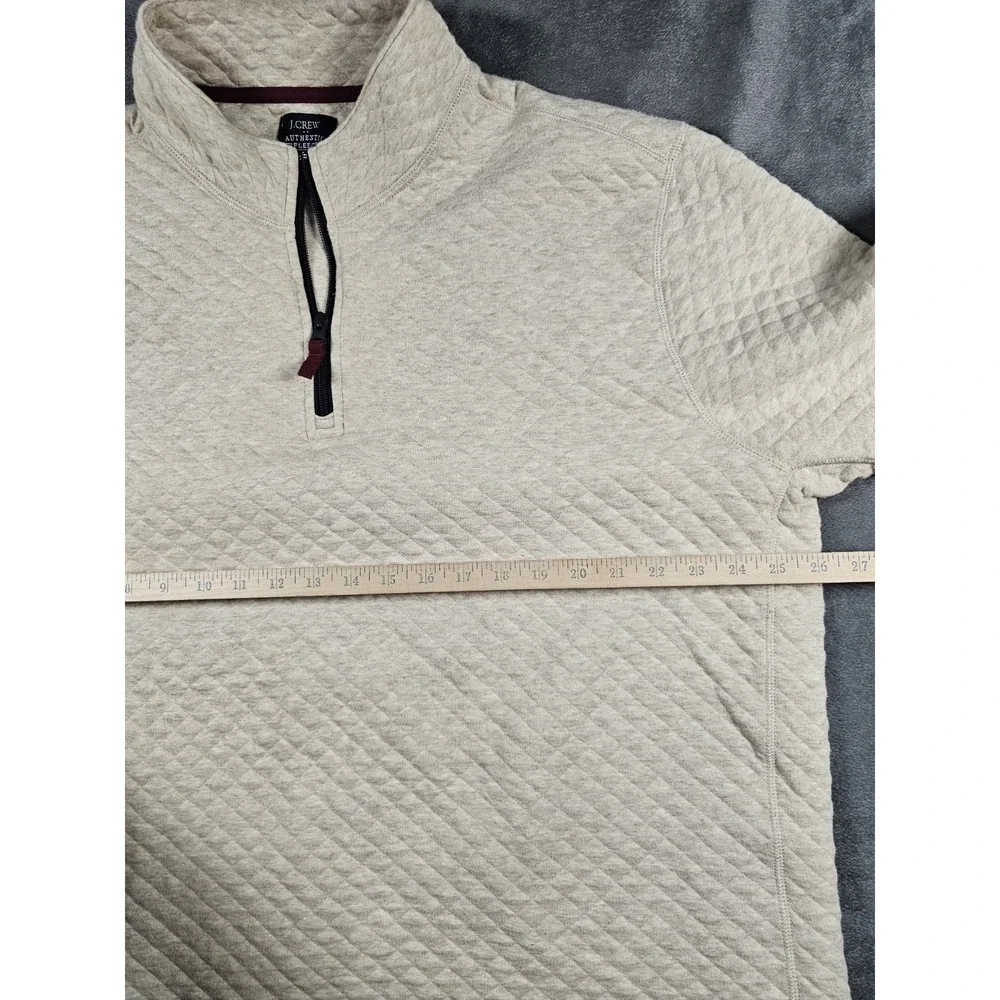 J.Crew Authentic Fleece Quilted Quarter Zip Pullover Oatmeal‎ Men's XXL